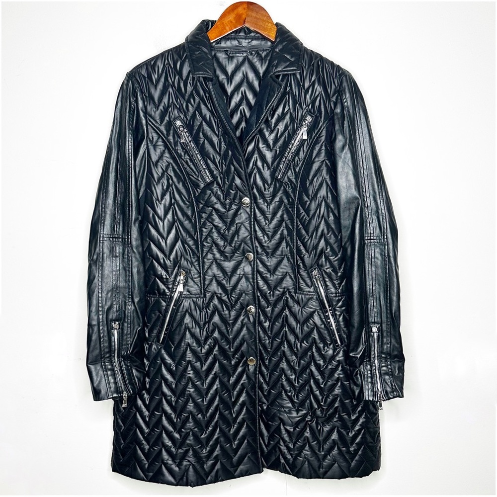 Dawn Levy Womens Quilted Coat Black Size Medium